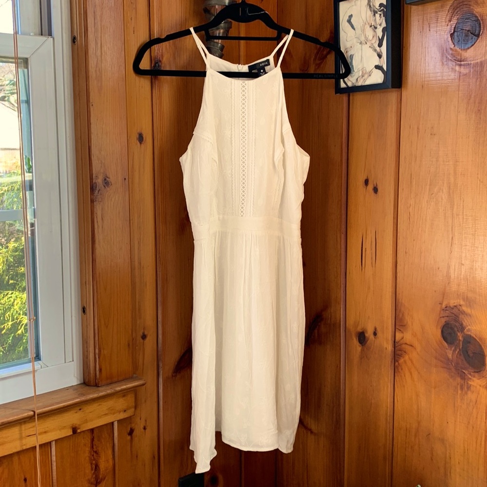 AQUA embroidered high neck dress